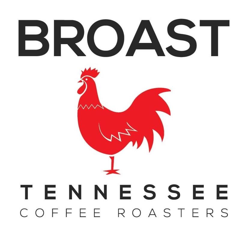 Red Rooser with words BROAST: Tennessee Coffee Roasters